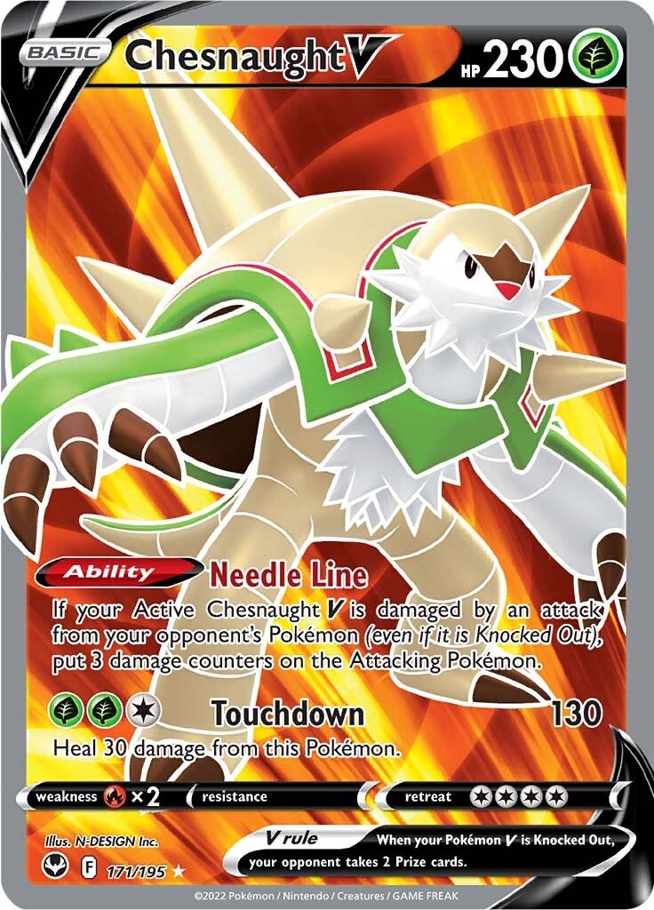 pokemon cards chesnaught Chesnaught V (171/195) [Sword & Shield: Silver Tempest]