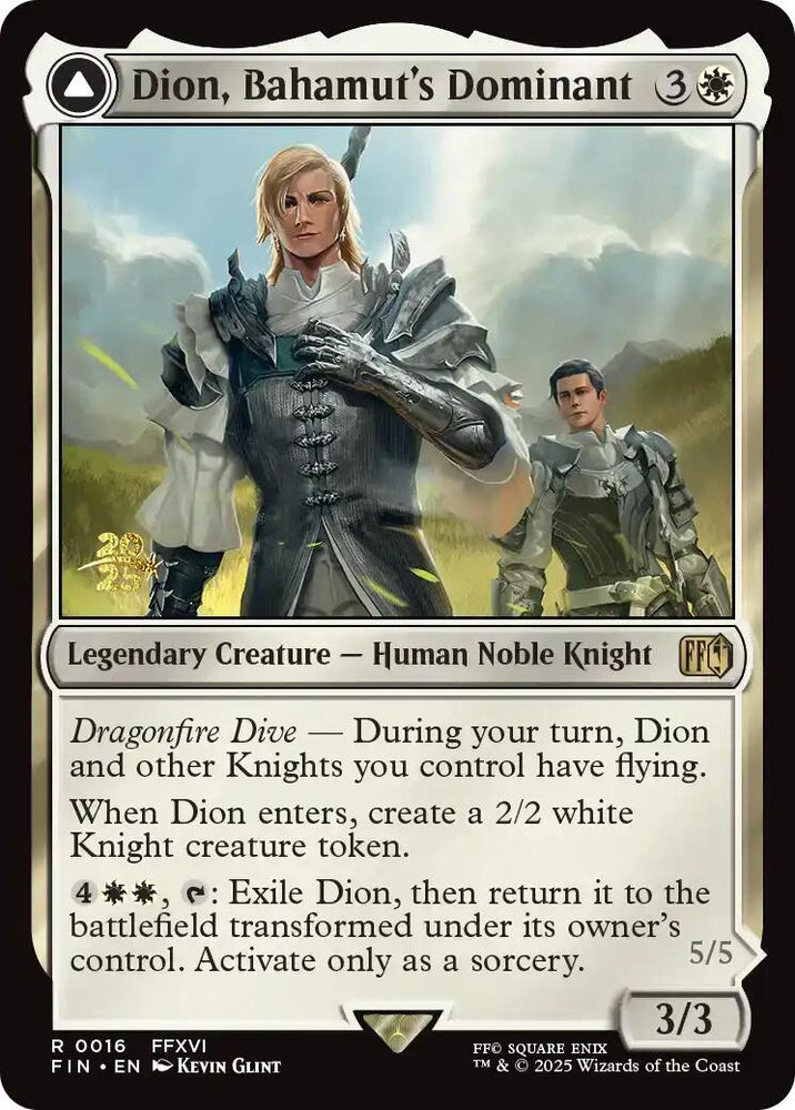 Dion, Bahamut's Dominant // Bahamut, Warden of Light [FINAL FANTASY Prerelease Promo]