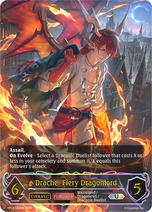 Drache, Fiery Dragonlord (Evolved) (BP13-U04EN) [Dominion of Darkness]
