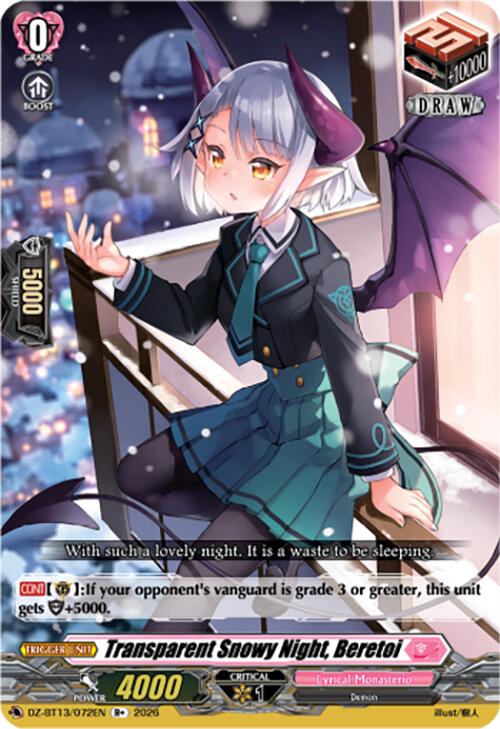 Transparent Snowy Night, Beretoi (DZ-BT13/072EN) [Parallactic Clash]