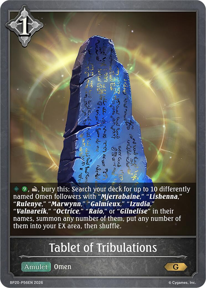 Tablet of Tribulations - P56EN (Foil) (BP20-P56EN) [Omens and Heirs]