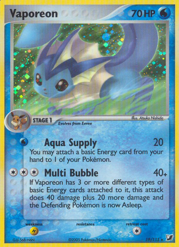 rare vaporeon card Vaporeon (19/115) [EX: Unseen Forces]