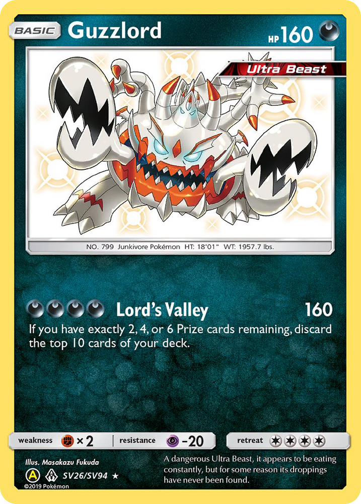 shiny pokemon cards hidden fates Guzzlord (SV26/SV94) [Sun & Moon: Hidden Fates