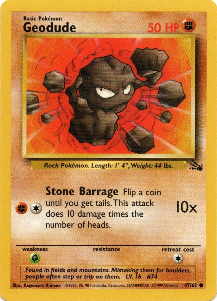 pokemon card geodude (47/62) [Fossil Unlimited] Style:Jumbo Cactuar [Fighting][Colorless] Preços de Kirlia [Reverse Marketplace