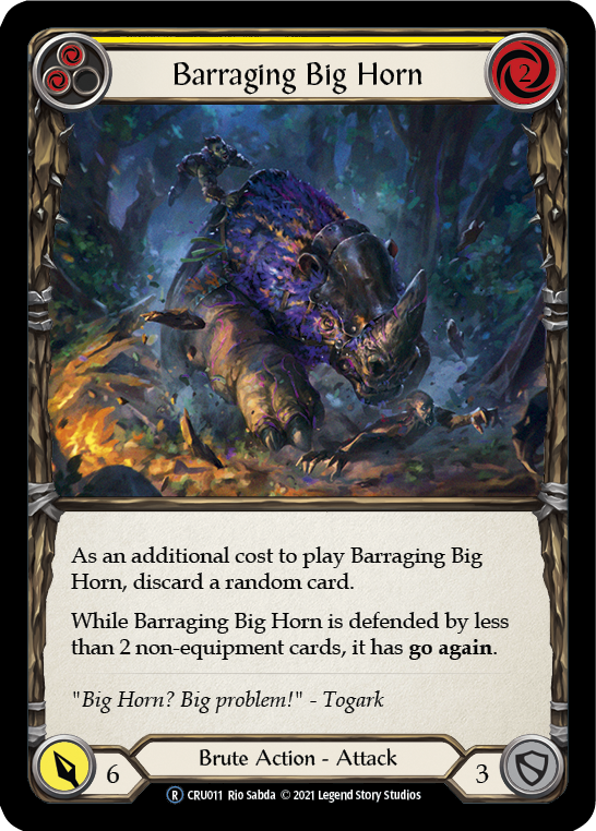 Barraging Big Horn (Yellow) [U-CRU011] (Crucible of War Unlimited)  Unlimited Rainbow Foil