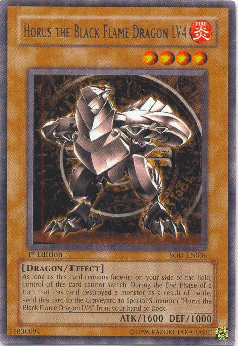 cards to draw cards yugioh Horus The Black Flame Dragon LV4 [SOD-EN006] Rare
