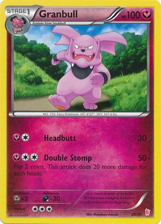 granbull pokemon card (29/30) [XY: Trainer Kit OPTION:BLACK BOLT (5 PACKS) Iron Valiant Colorless Bite (90) Weakness MSCHF Makes Official Magic